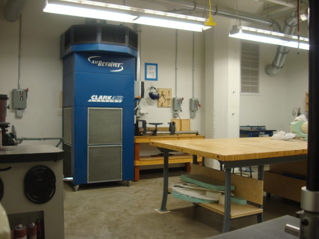 Air Revolver in art studio wood shop Air Revolver in art studio wood shop