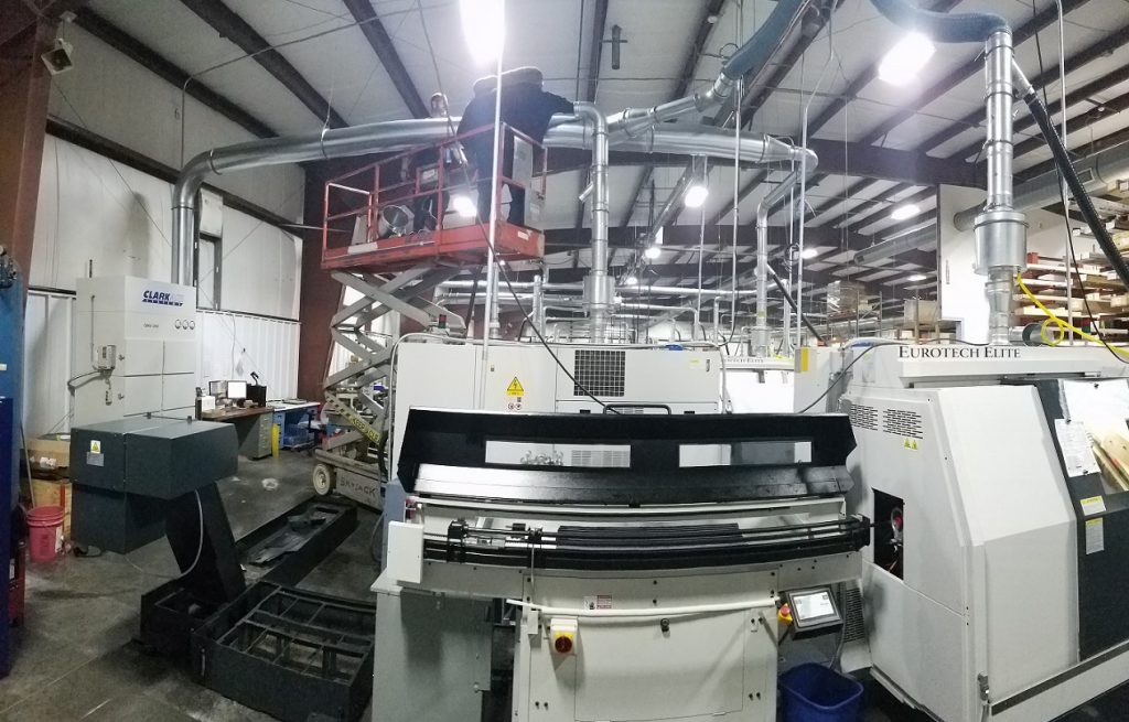 OMW industrial oil mist air purifier installation in machine shop OMW Air Cleaner install